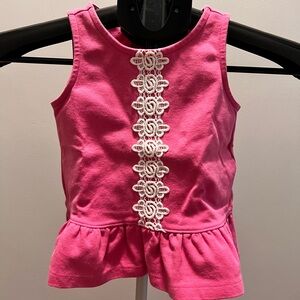 Janie & Jack Pink Sleeveless Kids Top with Lace Detail